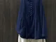 Bottone pieghettato vintage Plus Taglia Camicia per donna