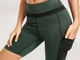 Pantaloncini da motociclista patchwork a vita alta da donna con fondo sportivo tascabile