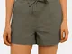 Pantaloncini da donna in puro cotone e lino con coulisse con tasche Pantaloni da casa tras...