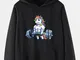 Felpe con cappuccio da uomo, 100% cotone, con stampa unicorno, manica raglan, tasca con co...