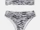 Costume da bagno sexy perizoma bikini a fascia con stampa Zebra senza spalline a fascia