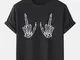 T-Shirt casual da uomo gesticolare con teschio stile gotico nero scuro 100% cotone