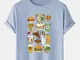 T-shirt a manica corta casual traspirante da uomo in cotone 100% con stampa alimentare