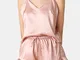 Pigiama da donna con scollo a V con scollo a V, set corto e balza liscia Soft