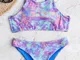 Bikini donna sexy tie dye Colorful costume da bagno con spalline incrociate incrociate ape...