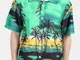 Uomo Camicia da Spiaggia Nuoto Traspirabile Sciolta con Stile di Hawaii Albero di Cocco