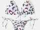 Costumi da bagno bikini da donna perizoma con spalline sottili regolabili con stampa farfa...