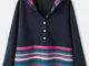 Felpa con cappuccio a maniche lunghe patchwork jacquard a righe arcobaleno Plus