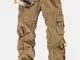 Uomo Pantaloni Cargo con Multi-Tasche Regular Fit in Colore a Tinta Unita Trousers Primave...