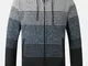Cardigan da uomo con cerniera e coulisse in peluche a righe colorate a contrasto