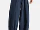 Pantaloni Harem larghi a gamba larga casual in cotone con coulisse in cotone da uomo