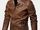 Mens in pelle PU calda foderata in pile manica lunga Sottile Giacche moda cappotti