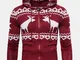 Cappotto con cappuccio lavorato a maglia a maniche lunghe stampato cervi di Natale moda uo...