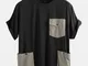 T-shirt da uomo a maniche corte casual allentata decorata con grandi tasche