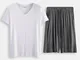 Pigiama da uomo a maniche corte tinta unita Set da due pezzi Casual Loungewear