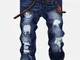 Moda coolest vintage fori gambe dritte stone washed Jeans per uomo