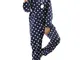 Plus taglia flanelle tute pigiama a pois con cappuccio cerniera anteriore casual caldo Sof...