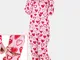 Plus Tute con cappuccio taglia Pigiama con stampa a cuori con cerniera frontale da donna a...