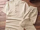 Camicia da uomo in lino Henley Pigiama Set Pigiama semplice traspirante con coulisse con t...