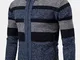 Cardigan fodera scozzese con colletto alla coreana vintage in maglia di lana da uomo