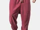 Mens Cotone Lino Stile Orientale Comodo Allentato Track Pantaloni