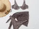 3 pezzi gonna da spiaggia & Costume da bagno bikini con grafico dappertutto