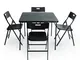 Ikayaa 5 pezzi tavolo pieghevole e sedie set 1+4 piano del tavolo può essere piegato a met...
