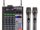 Mixer audio BT professionale a 4 canali con 2 microfoni wireless Console di missaggio digi...