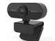 Webcam 1080P FHD con auto focus Rotazione a 360° Microfono incorporato Plug and Play Cavo...
