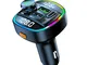 Trasmettitore FM per auto Dual Display Bluetooth V5.0, caricabatterie per auto USB PD + QC...