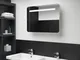 vidaXL Armadietto Bagno con Specchio e LED 80x9,5x55 cm