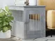 vidaXL Gabbia Cani Arredamento Grigio Cemento 55x75x65cm Multistrato