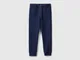 Benetton, Pantaloni In Felpa 100% Cotone, Blu Scuro, Bambini