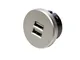  Doppia presa USB, rotonda, acciaio inox
