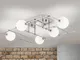 ORION Plafoniera LED Pipes con 5 sfere di vetro, nichel