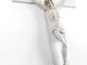 MAZZOLA LUCE Crocifisso Grande da Parete 48x30 Croce Legno Bianco Cristo marmorino Avorio...