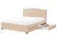 Letto Imbottito Tessuto Beige Rete a Doghe con Cassetti 180 x 200 cm Montpellier