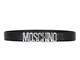 Moschino Cintura Pelle Lucida Nera con Logo Argento 42