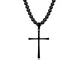 COAI Collana da Uomo con Perle di Onice Opaca e Ciondolo Croce in Acciaio Inox Nero