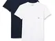 Emporio Armani Uomo 2-Pack V Neck T-Shirt Essential Core Logoband T-Shirt, Bianco Blu Navy...