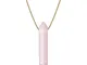 COAI Pendente Barra Esagonale in Quarzo Rosa, Collana Pendente Unisex Catena Lunga in Acci...