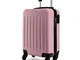 Kono Trolley Bagaglio a Mano Rigidi e Leggero in ABS Valigia con 4 Ruote 48cm, 27L (Rosa)