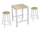 Morgan Set Tavolo Bar con 2 Sgabelli, Tavolo Alto con Sgabello Alto, Tavolo 60x60x87 cm co...