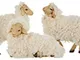Set di 5 pecore di lana, personaggio presepe