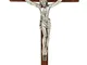 Croce in legno con Cristo in metallo argentato - cm 25