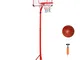 HOMCOM Canestro Basket con Altezza Regolabile da 216-261.5cm per Bambini, con Tabellone Bi...