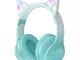 Cuffie Bluetooth per bambini, con orecchie di gatto, pieghevoli, per ragazze, senza fili,...