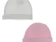 Set di 2 berretti per neonato in cotone rosa e bianco, età da 0 a 3 mesi rosa rosa/bianco...