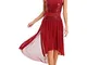 TiaoBug Abito da Ballo Donna Latino Americano Pizzo Trasparente Vestito Danza Classica con...