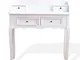 Rebecca Mobili Tavolo consolle bianco, scrittoio classico, 4 cassetti, legno paulownia mdf...